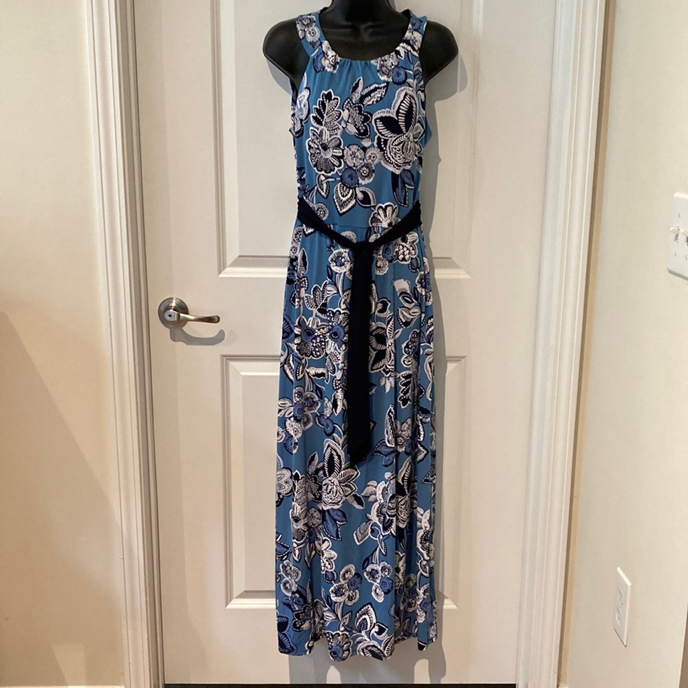 BLUE MAXI HALTER DRESS
